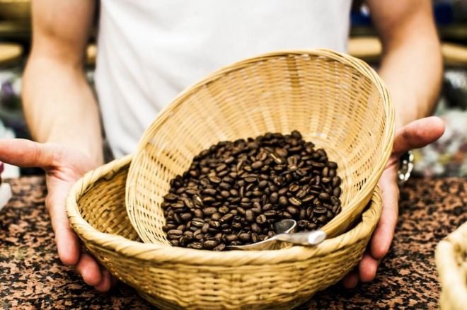 Kaffeeveredelung Kaffeebohnen im Korb