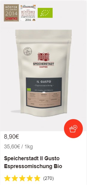 Speicherstadt II Gusto Espressomischung Bio