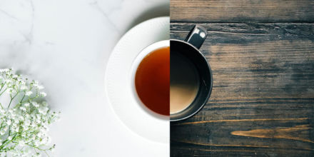 Tasse Kaffe und Tasse Tee