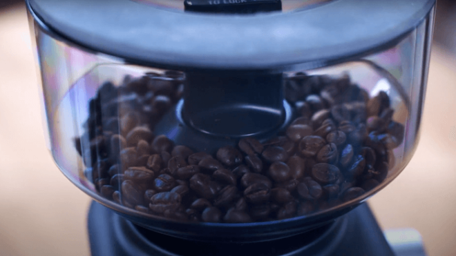 Sage Smart Grinder Pro Kaffeemühle Bohnenbehälter mit Kaffeebohnen