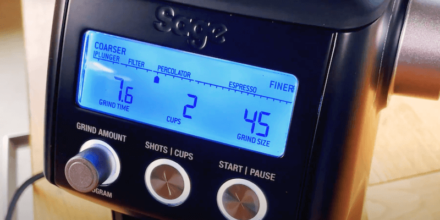 Sage Smart Grinder Pro Kaffeemühle LCD Display mit Filterkaffee Einstellung
