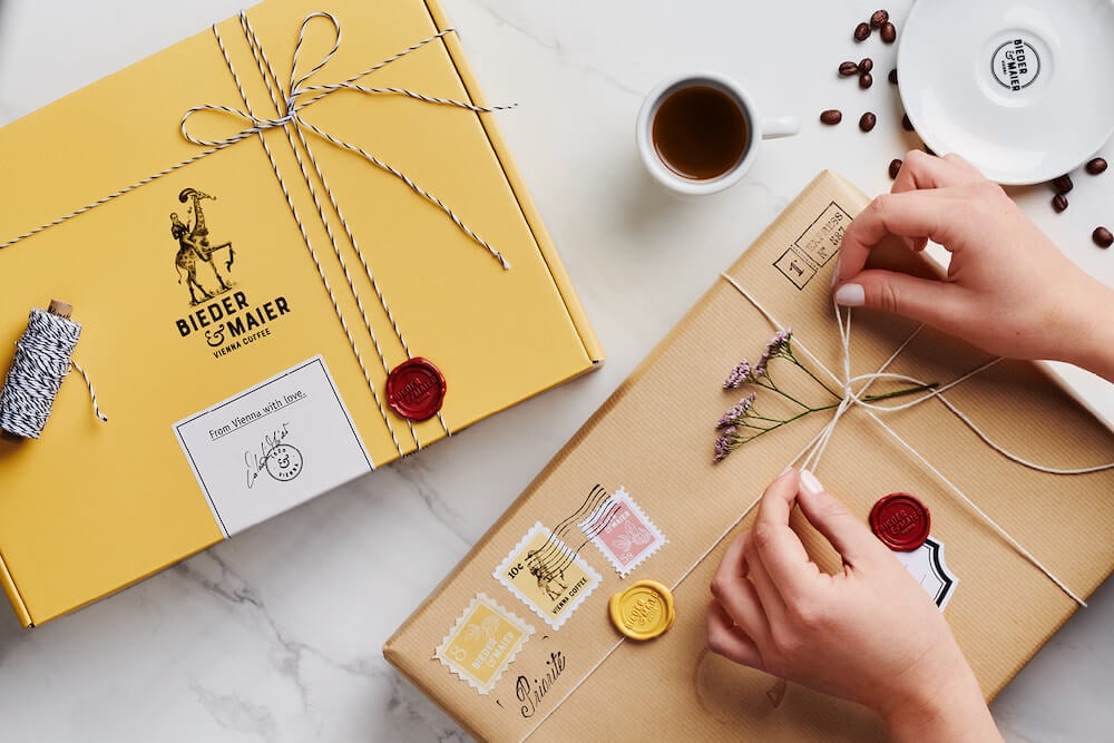 bieder & maier kaffees in einer Reihe