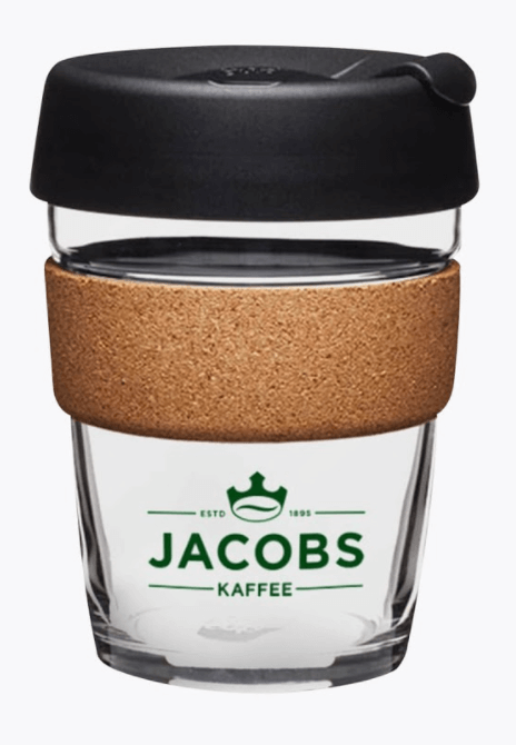 Jacobs Keep Cup aus Glas und Kork